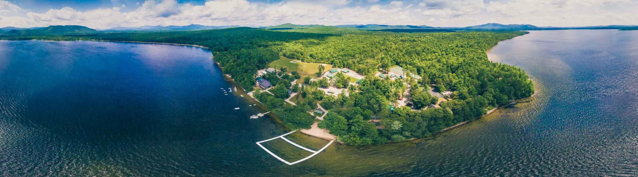 Aerial view of Camp Cody on Ossipee Lake
