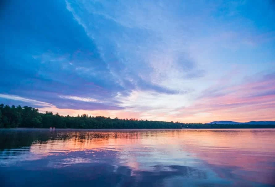 Sunset over the water near Camp Cody