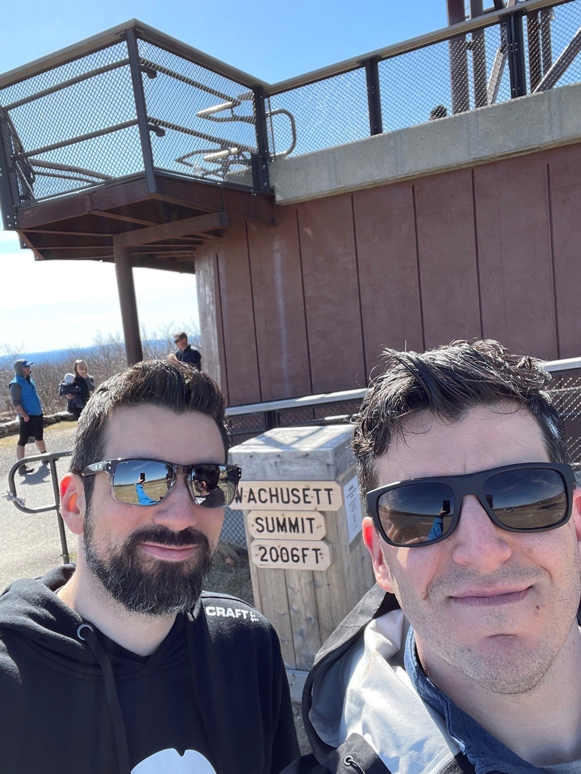 Mike and Joe together at the Wachusett Mountain summit