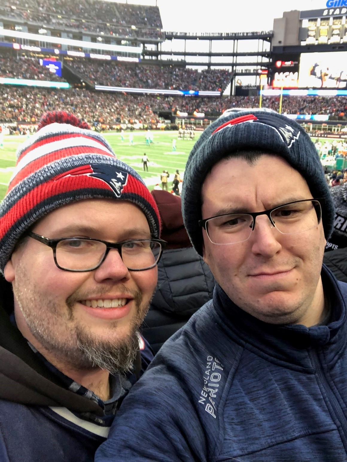 Mike and Ryan together at a Patriots game